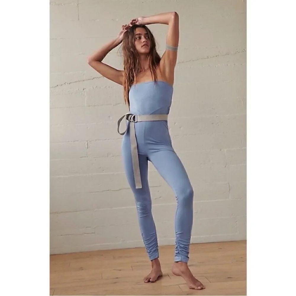 Revolve FREE PEOPLE Hot Shot Strapless Jumpsuit By Fp Movement Raindrop Blue
